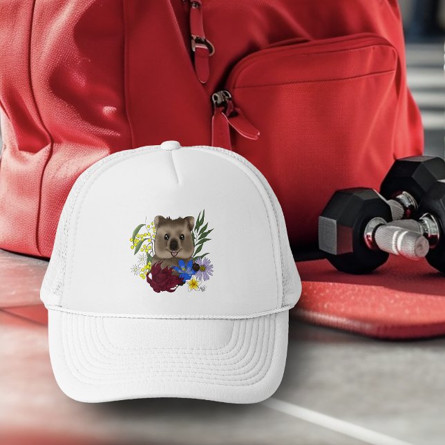 Quokka Glad Australien Blommig Blå Keps (Skapare uppladdad)