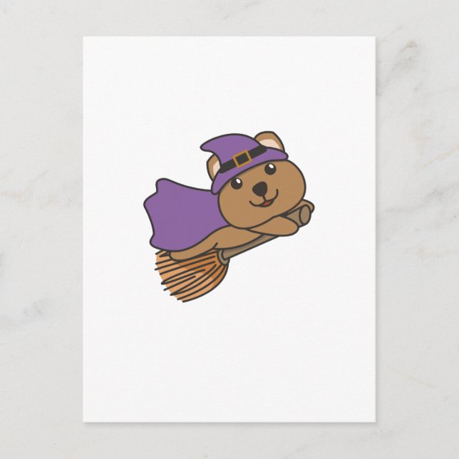 Quokka Halloween-häxa Barn Häxa Dräkt Helg Vykort (Framsida)