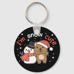 Quokka I är Snö Cute Snögubbe Snö Pun Keychain Nyckelring