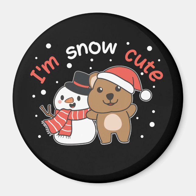 Quokka I är Snö Cute Snögubbe Snö Pun Magnet (Framsidan)