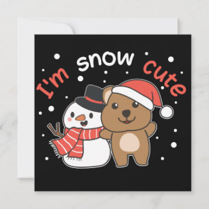 Quokka Jag är Snö Söt Snömannen Snö Puns Inbjudan