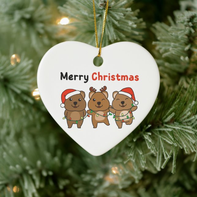 Quokka jul Cute Quokka God jul Ceram Julgransprydnad Keramik (Träd)