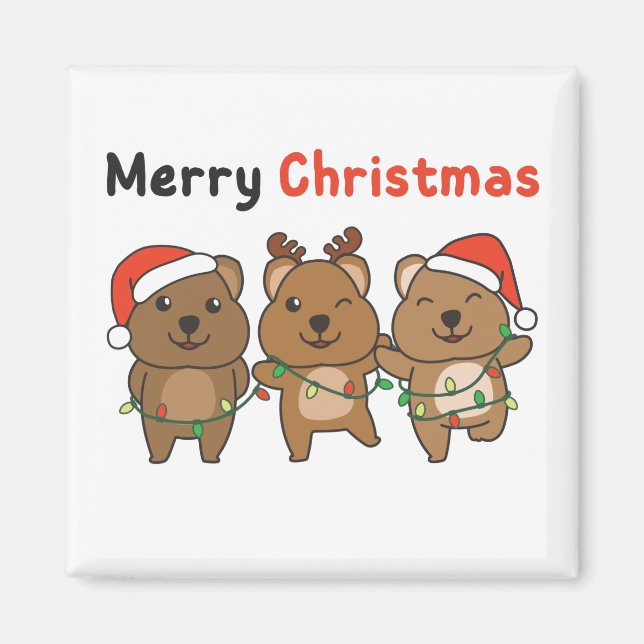 Quokka jul Cute Quokka God jul Magne Magnet (Framsidan)