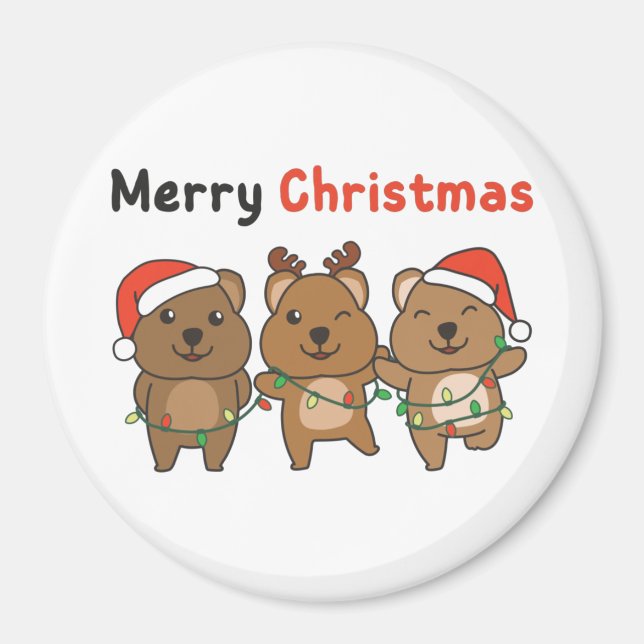 Quokka jul Cute Quokka God jul Magne Magnet (Framsidan)