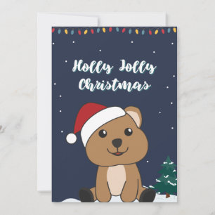 Quokka jul snö vinter djur Quokkas högtid Julkort