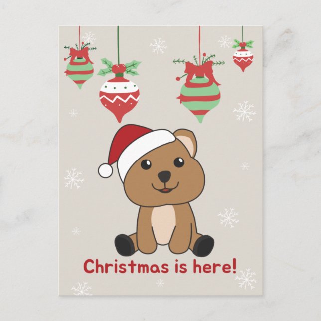 Quokka jul Snö Winter Animals Quokkas Holid Helg Vykort (Framsida)
