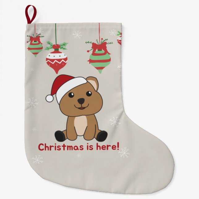 Quokka jul Snö Winter Animals Quokkas Large Stor Julstrumpa (Framsidan)