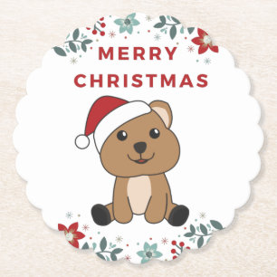 Quokka jul Snö Winter Animals Quokkas Papper Underlägg Papper