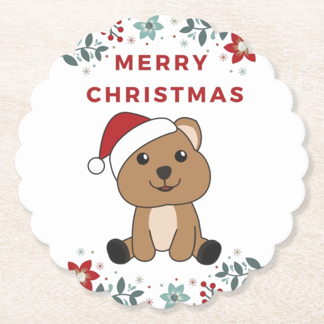 Quokka jul Snö Winter Animals Quokkas Papper Underlägg Papper (Framsida)