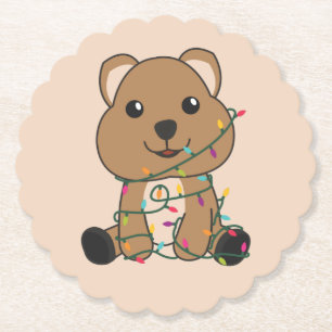 Quokka jul Snö Winter Animals Quokkas Papper Underlägg Papper