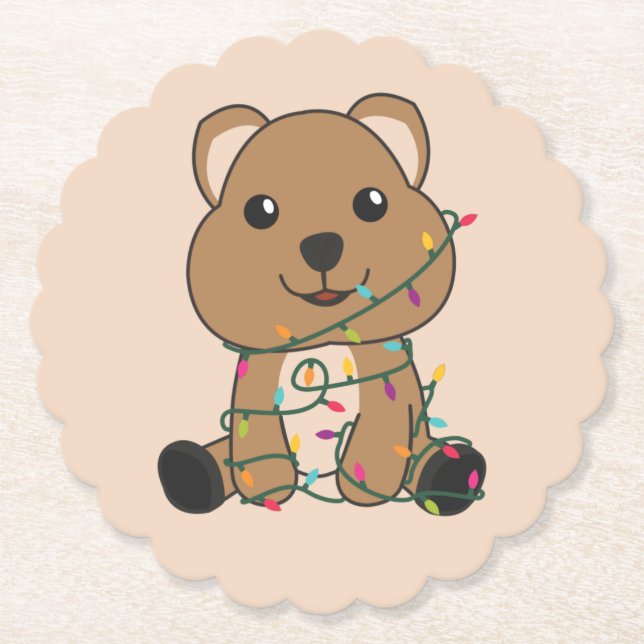 Quokka jul Snö Winter Animals Quokkas Papper Underlägg Papper (Framsida)