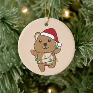 Quokka Jul Winter Animals Quokkas Ceramic eller Julgransprydnad Keramik