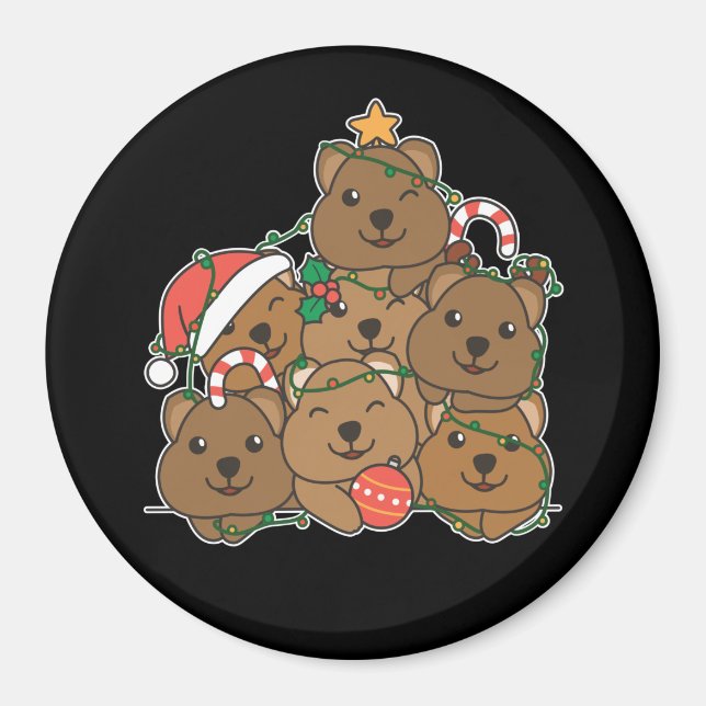Quokka Julgran Funny Animal jul Magne Magnet (Framsidan)