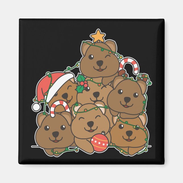 Quokka Julgran Funny Animal jul Magne Magnet (Framsidan)