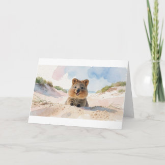 Quokka kikande över en sanddyn Välkomstkort Kort