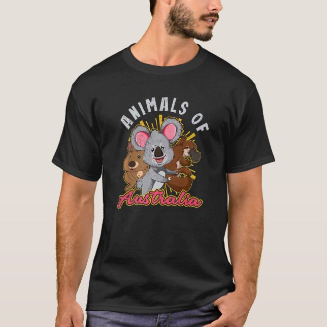 Quokka Koala Platypus Aussie Australian Animals of T Shirt (Framsida)