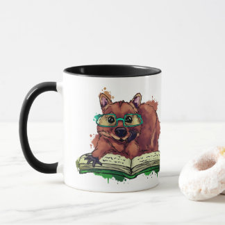 Quokka läsning bok mugg