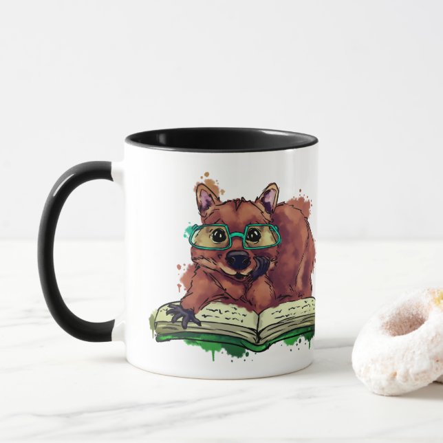 Quokka läsning bok mugg (Med munk)