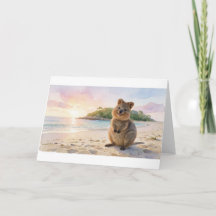 Quokka ler vid soluppgången på öns strand Gree