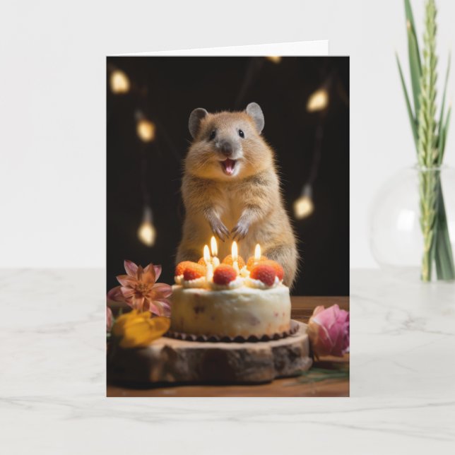 Quokka med födelsedagskummel - kort (Framsida)