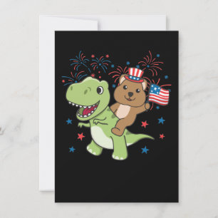 Quokka med T-rex för fyrverkeripall från juli Julkort