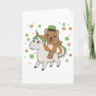 Quokka med Unicorn St. Patrick-Day Ireland Card Kort