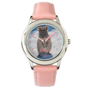 Quokka på Beach Australia, Cute Rosa Girls Armbandsur