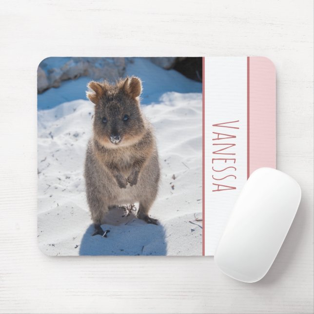 Quokka på Personligen Beach, Rosa Girls Musmatta (Med mus)