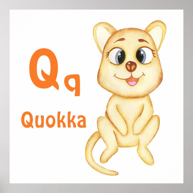Quokka personalize ABC: Brev Q -lägg till ditt nam Poster (Framsidan)