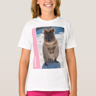 Quokka Sött Djur på Stranden Australien Rosa T Shirt