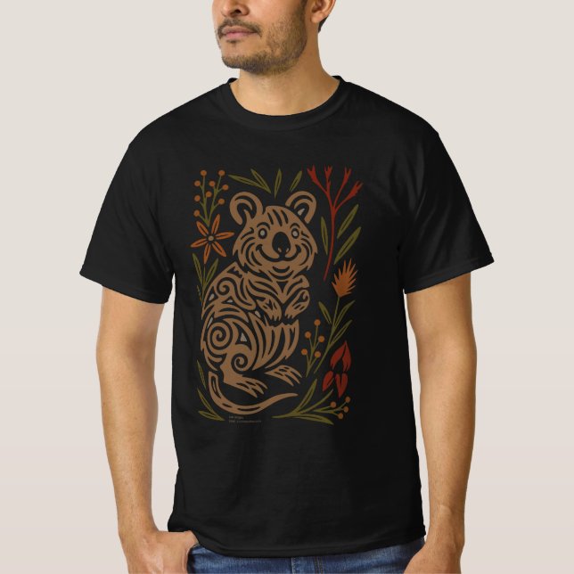 Quokka Tribal Wildlife Illustration T Shirt (Framsida)