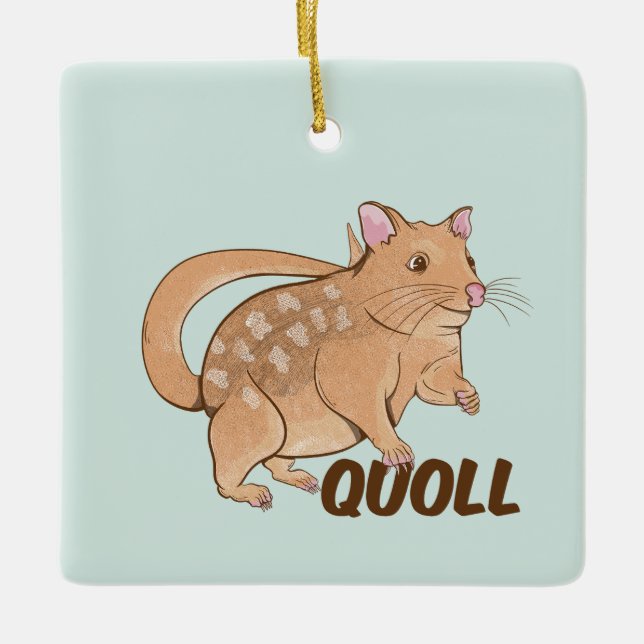 Quoll Australian Marsupial Julgransprydnad Keramik (Framsida)