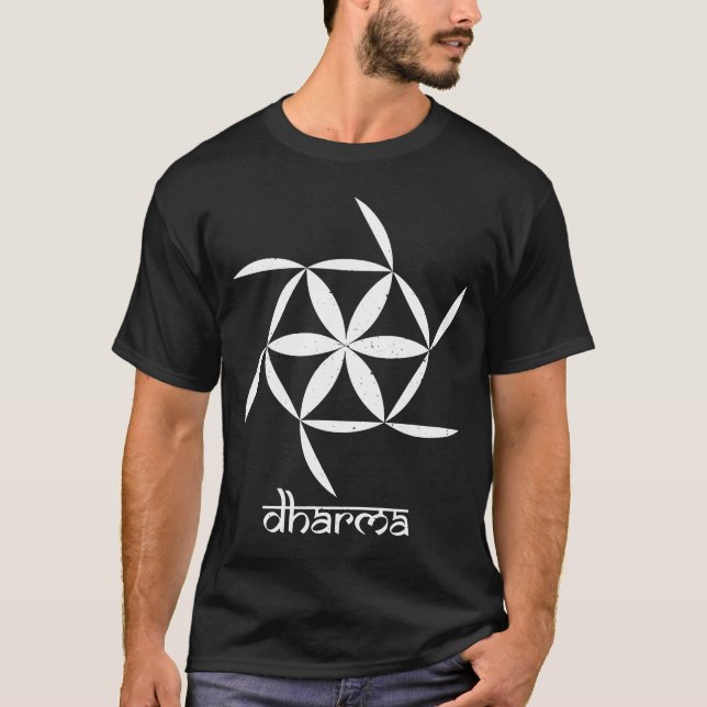 Quotdharmaquot Wheel India Yoga Stil sanskrit Min T Shirt (Framsida)