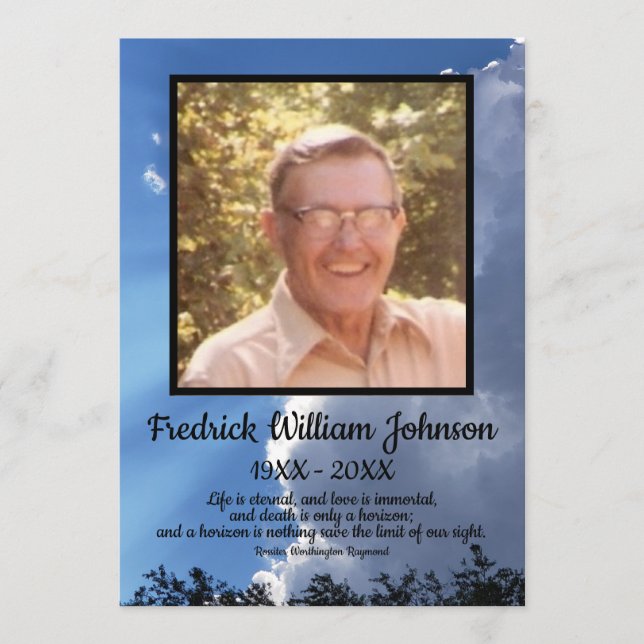 Quote Photo Cloud Background Funeral  Program (Framsida)