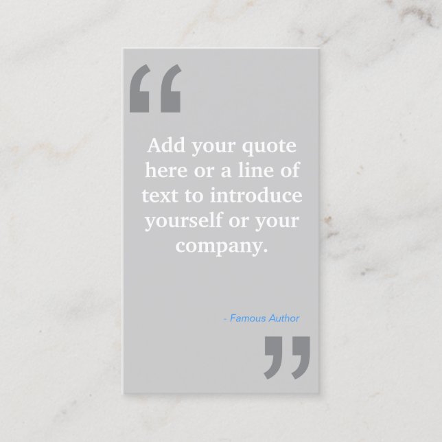 QUOTES in LT GRÅTT Designer-Affärskort Visitkort (Framsida)