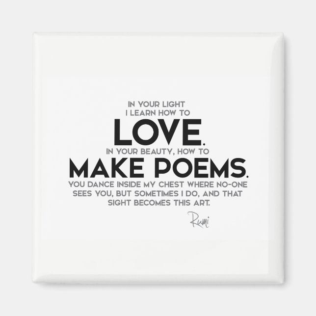 QUOTES: Rumi: Lär dig hur du går till kärlek Magnet (Framsidan)