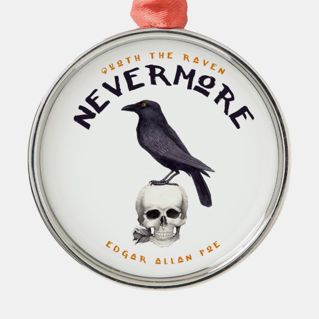 Quoth den korpsvarta Nevermore - Edgaren Allan Poe Julgransprydnad Metall (Framsidan)