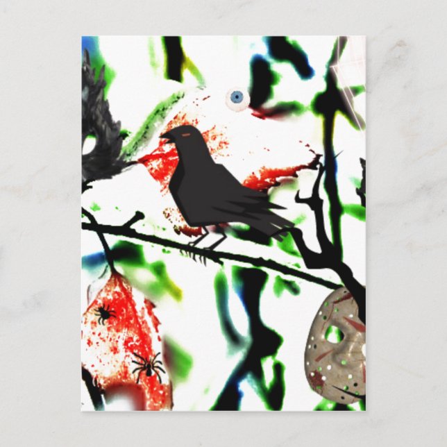 Quoth the Raven Ickmore, Halloween Collage Vykort (Framsida)
