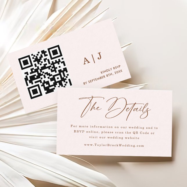 Qur-kod för Boho Cream och Terracotta Bröllop Tilläggskort (Skapare uppladdad)