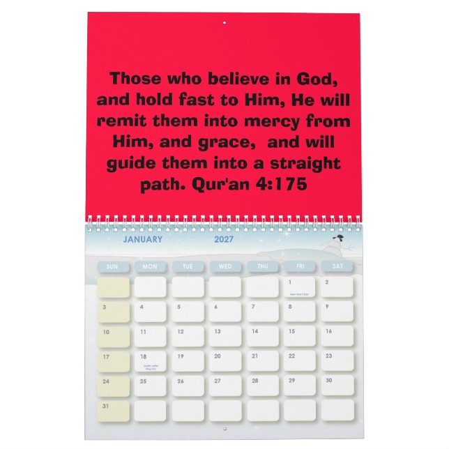 Qur'an citerar kalendern kalender (Jan 2027)