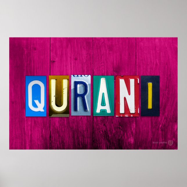 QURANI-licensskylt över Brev Art Namn Poster (Framsidan)