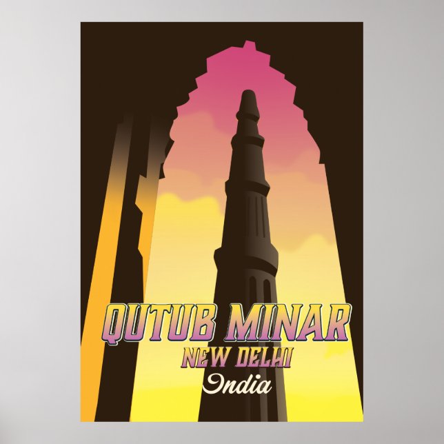 Qutub Minar New Delhi Indien resaffisch Poster (Framsidan)