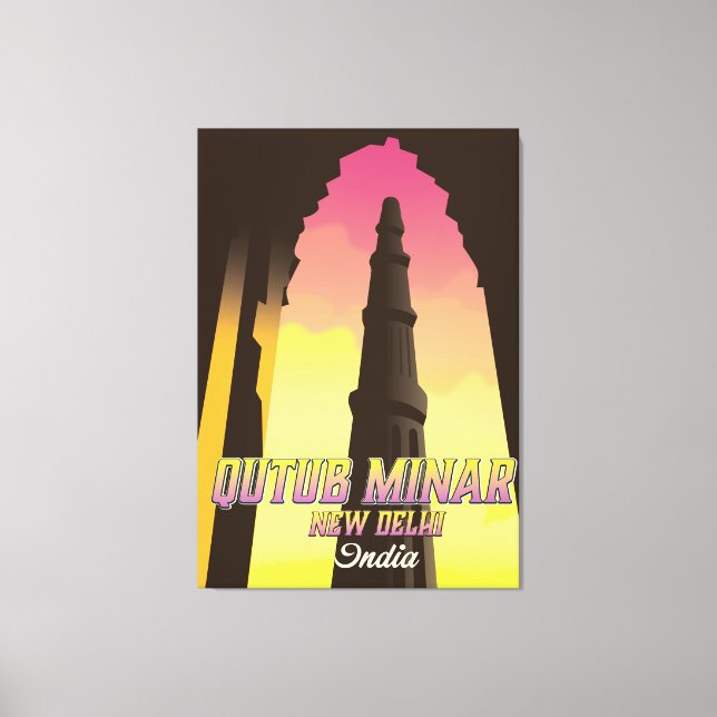 Qutub Minar New Delhi Indiens reseaffisch Canvastryck (Framsida)