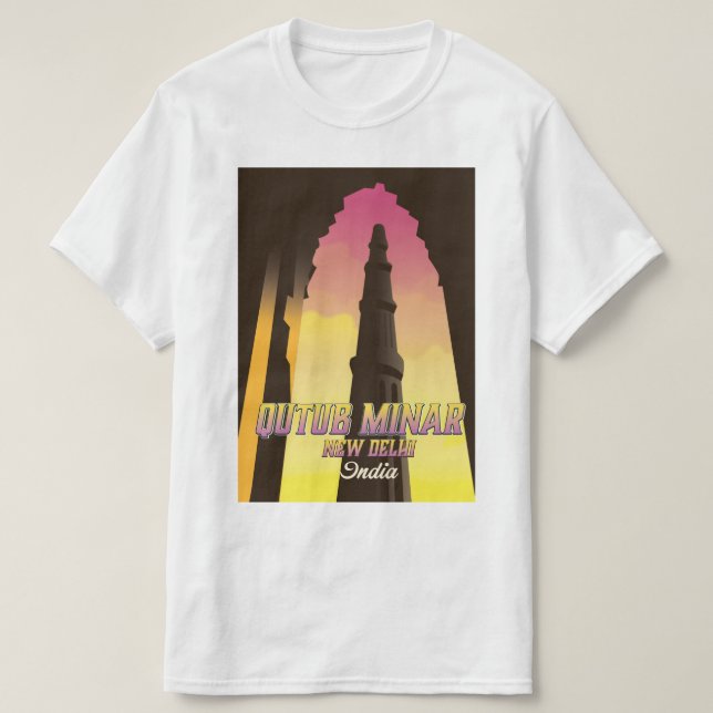 Qutub Minar New Delhi Indiens reseaffisch T Shirt (Design framsida)