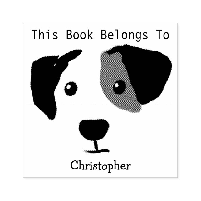 Quzzic Lycklig Hund i Bok i Tillhör till Stämpel (Tryck)