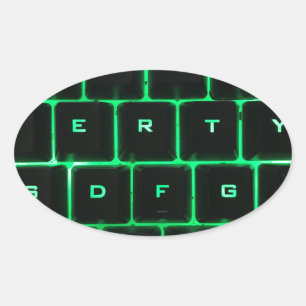 QWERTY-grönt tangentbord nycklar Ovalt Klistermärke