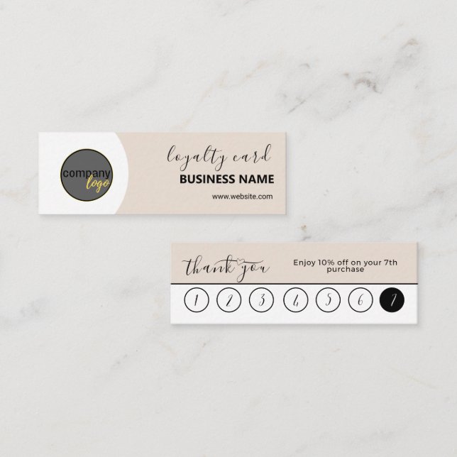 QYSTER WHITE BLACK BUSINESS LOGOTYP 7 LOYALTY CARD MINI VISITKORT (Fram/baksida)