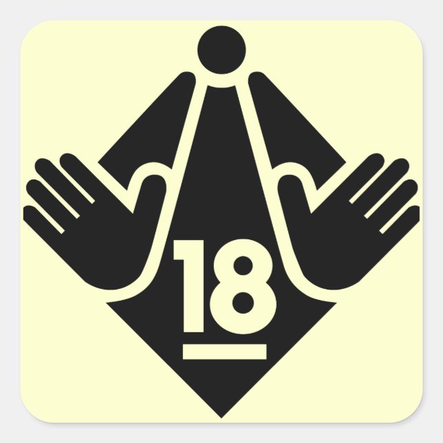 R18 FYRKANTIGT KLISTERMÄRKE (Framsida)