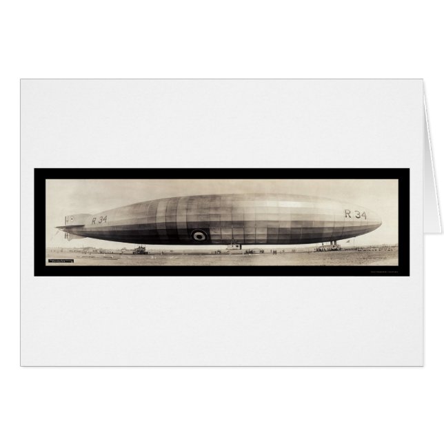 R34 Utmärkt Blimp-foto 1910 Hälsningskort (Framsidan Horizontal)