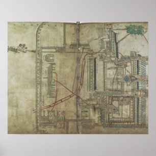 R 171 f.285 Plan of Canterbury Cathedral and the Poster
